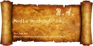 Modla Archibáld névjegykártya